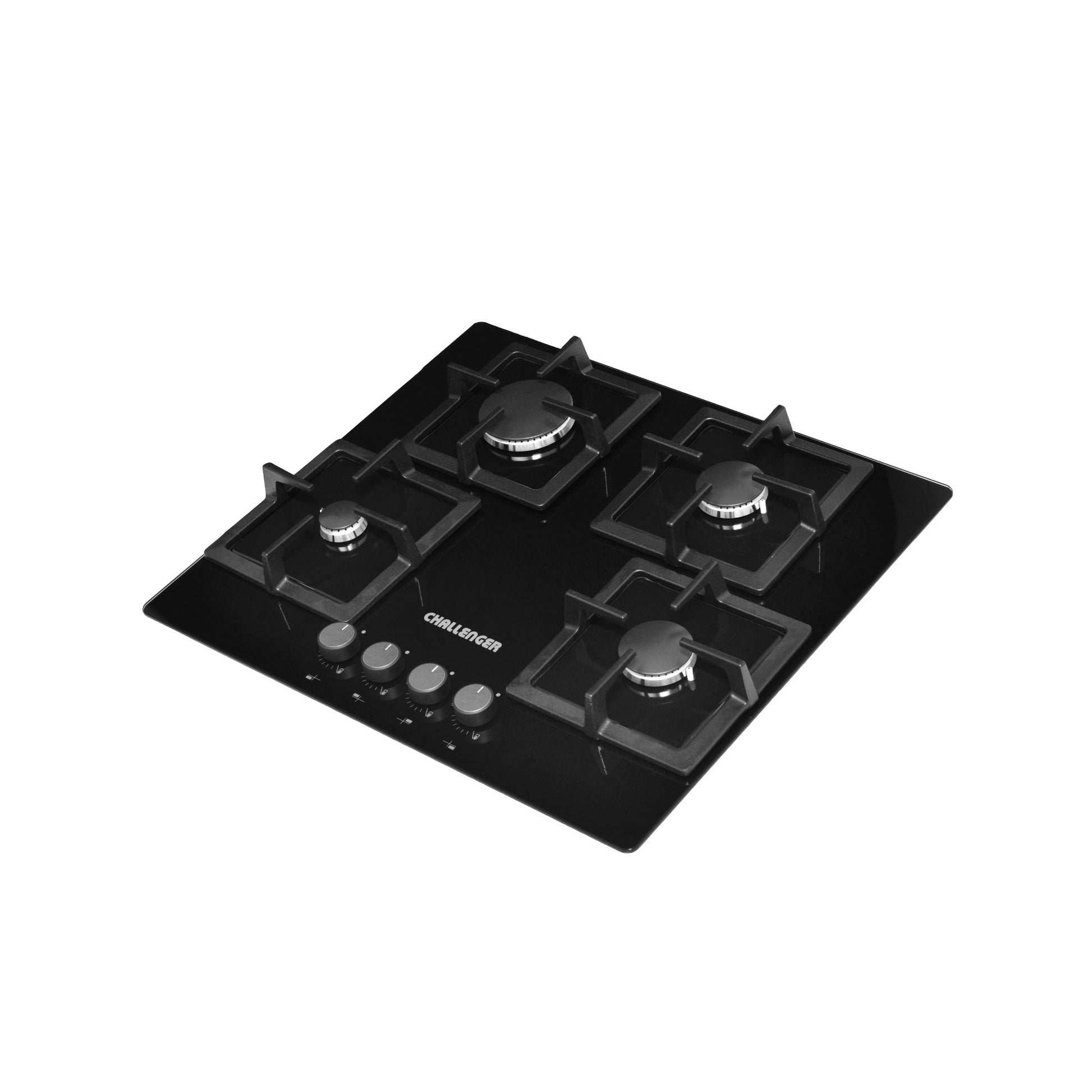 Cubierta a gas SQ 6762 Challenger CRISTAL SQUADRA 4 puestos Vidrio templado Negro