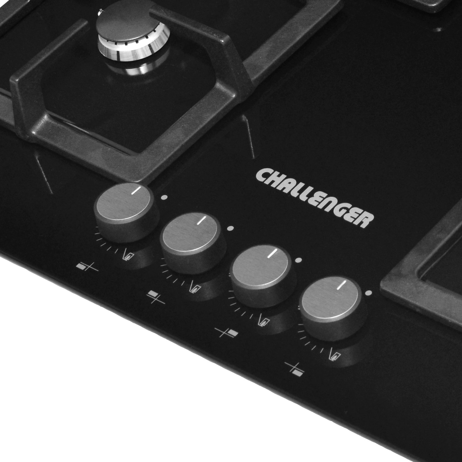 Cubierta a gas SQ 6762 Challenger CRISTAL SQUADRA 4 puestos Vidrio templado Negro