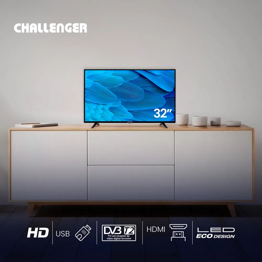 Televisor Challenger LED 32H2 T2 - Televisor de 32 Pulgadas Negro