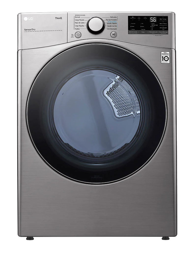 Secadora 22Kgs/48Lbs a Gas L.G DF22VV2R carga frontal Acero Inox