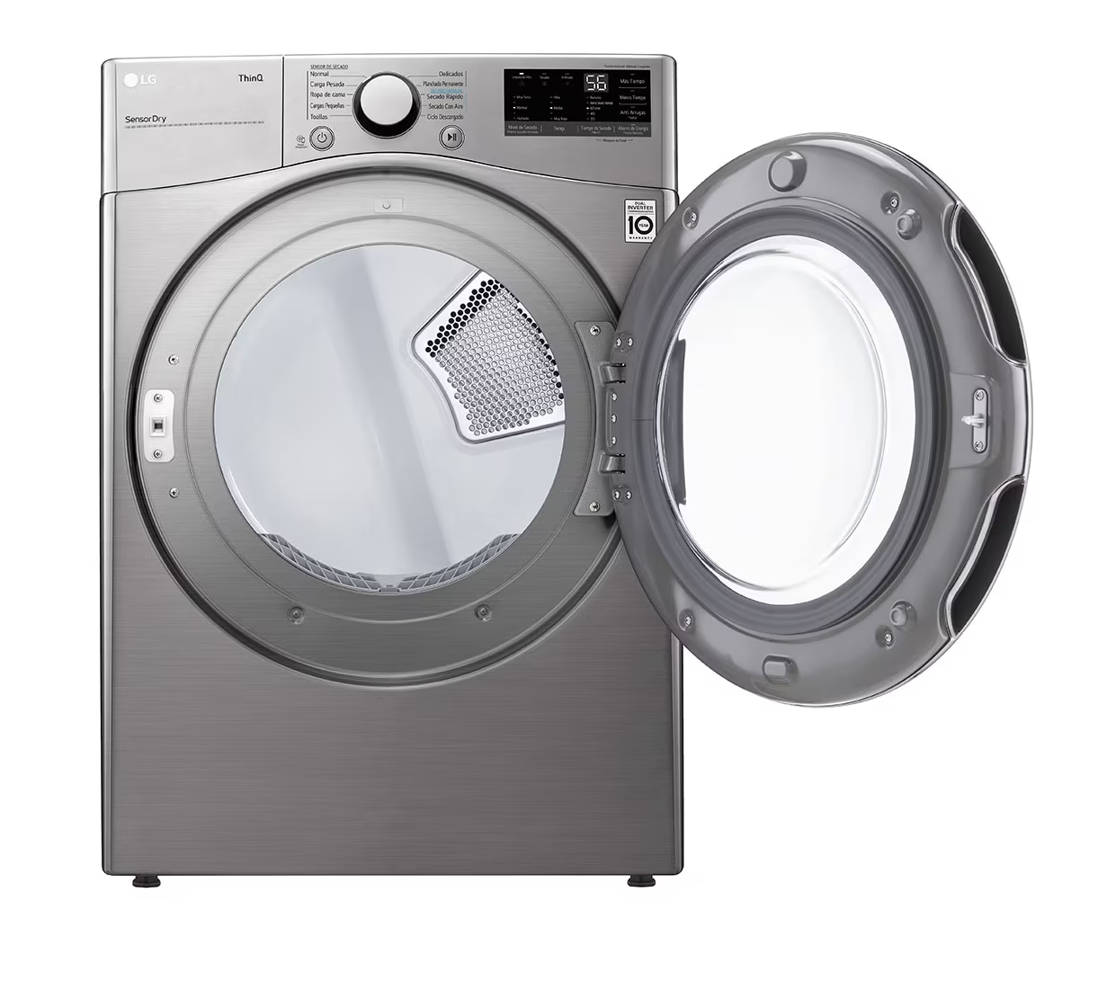 Secadora 22Kgs/48Lbs a Gas L.G DF22VV2R carga frontal Acero Inox