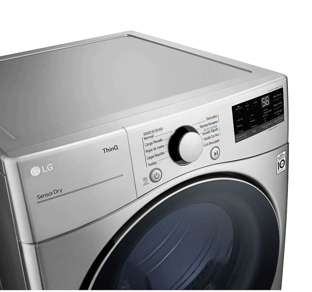 Secadora 22Kgs/48Lbs a Gas L.G DF22VV2R carga frontal Acero Inox