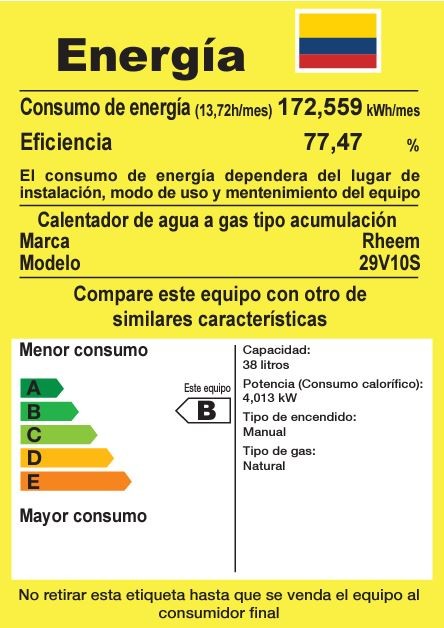 Calentador de 10Gal de Acumulación Rheem