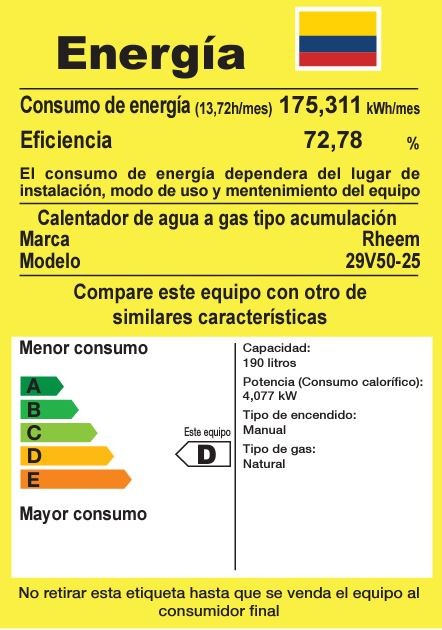 Calentador de 50Gal de Acumulación Rheem