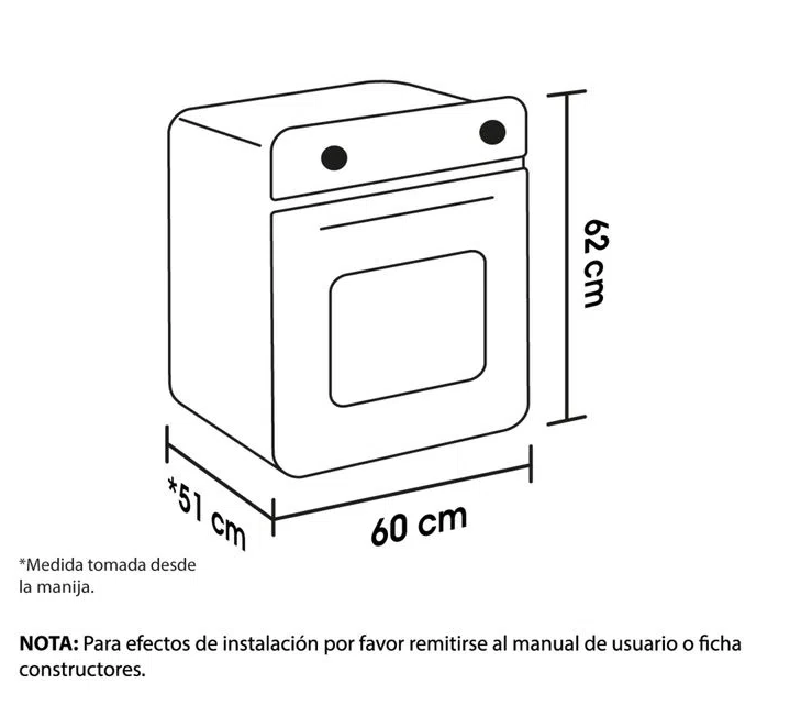 Horno Mixto de empotrar a gas Haceb Tofu 60 Negro