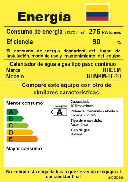 Calentador 10 Ltrs de paso Rheem Tiro Forzado