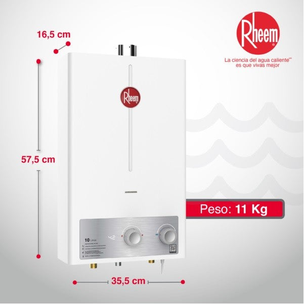 Calentador 10 Ltrs de paso Rheem Tiro Forzado