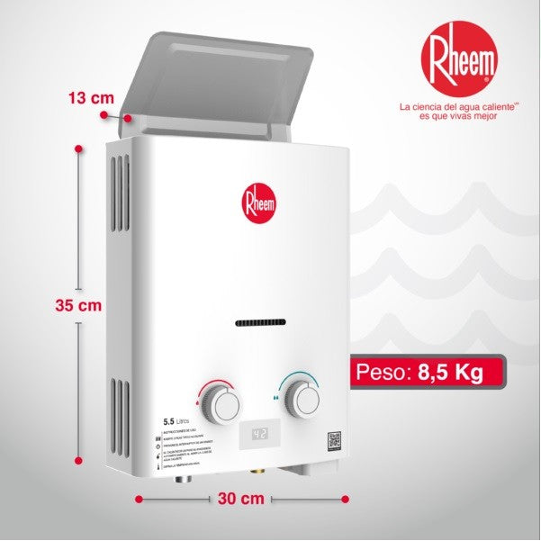 Calentador de 5.5Lts de paso Rheem Tiro Natural