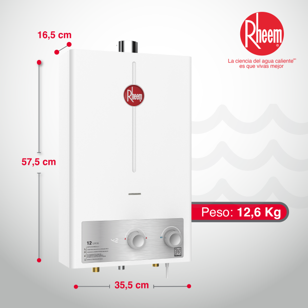 Calentador de 12Lts de paso Rheem Tiro Forzado